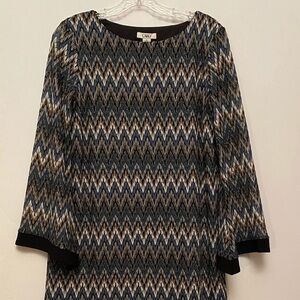 CATO Aline Dress Chevron Long Sleeves sz Medium